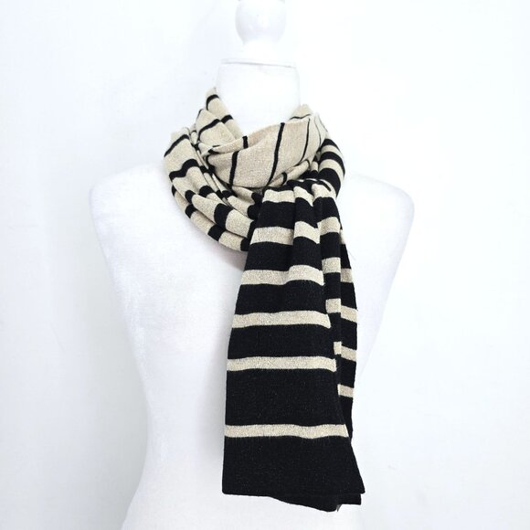 Express Accessories - Express Black Gold Metallic Glitter Scarf Wrap Viscose 72x11